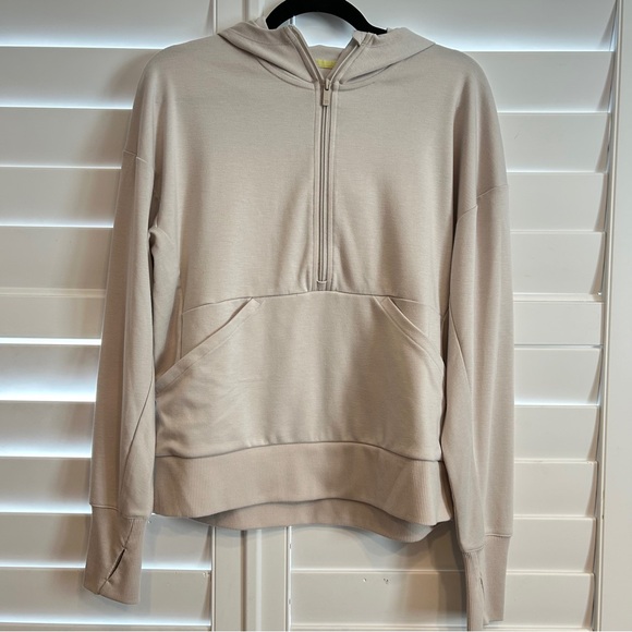 all in motion Tops - All in Motion Quarter Zip Hooded SweatshirtCream Taupe Tan Size Small